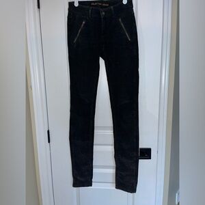Selected Femme corduroy denim skinny pant-distressed black-bronze color hardware